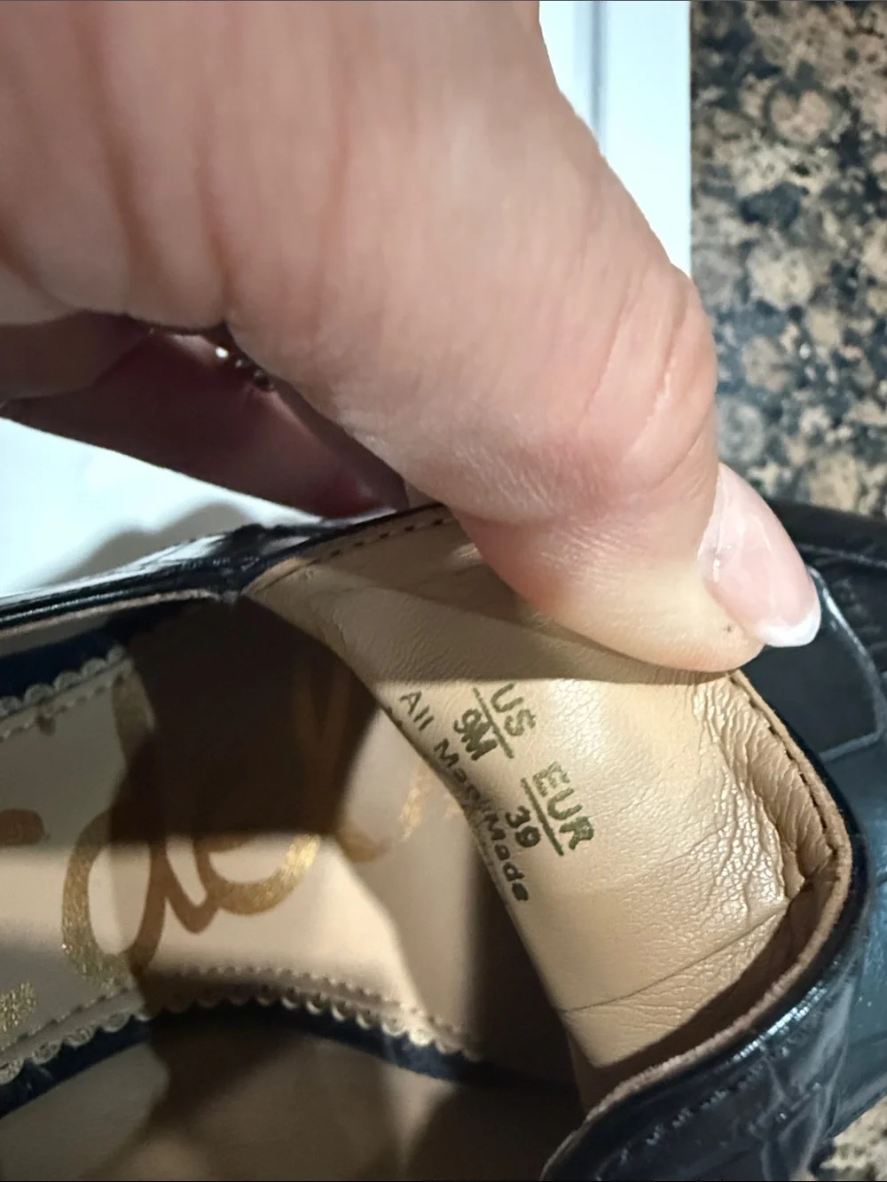 Sam Edelman Black Croc-Embossed Platform Loafers with Gold Bit